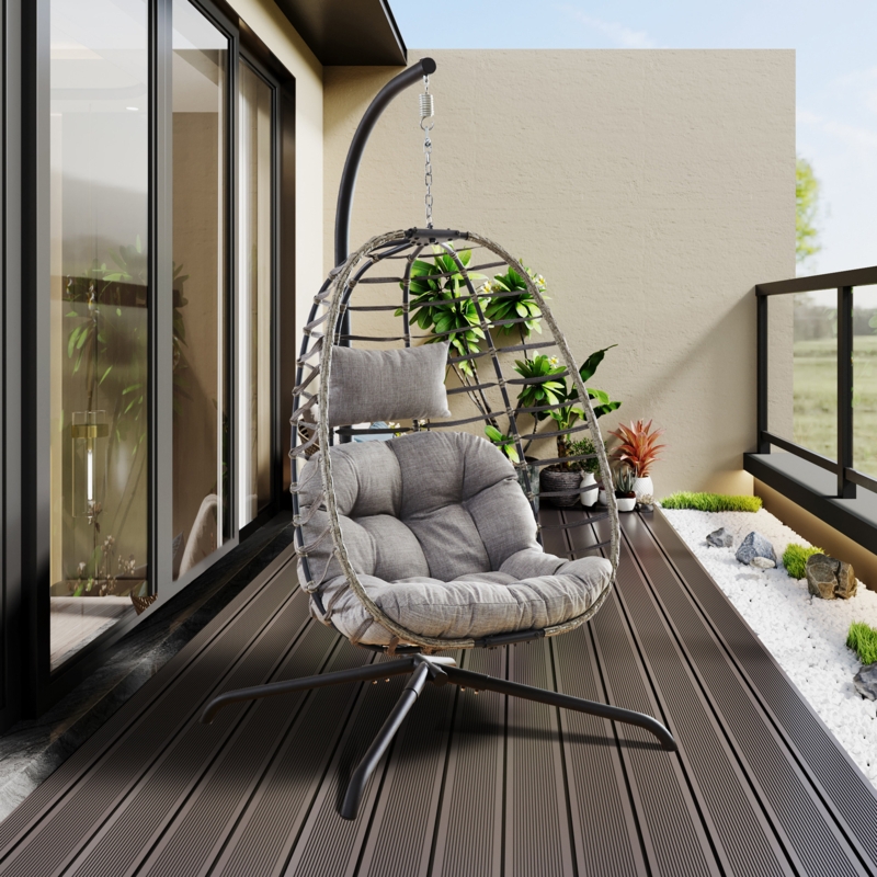 Foldable Hanging Egg Chair with Stand