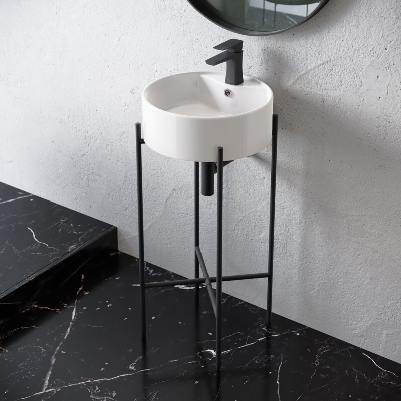 Freestanding Console Sink with Circular Basin
