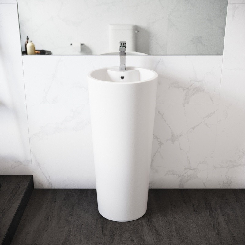 Swiss Madison Monaco 33.44'' Tall Ceramic Circular Pedestal Bathroom Sink with Overflow