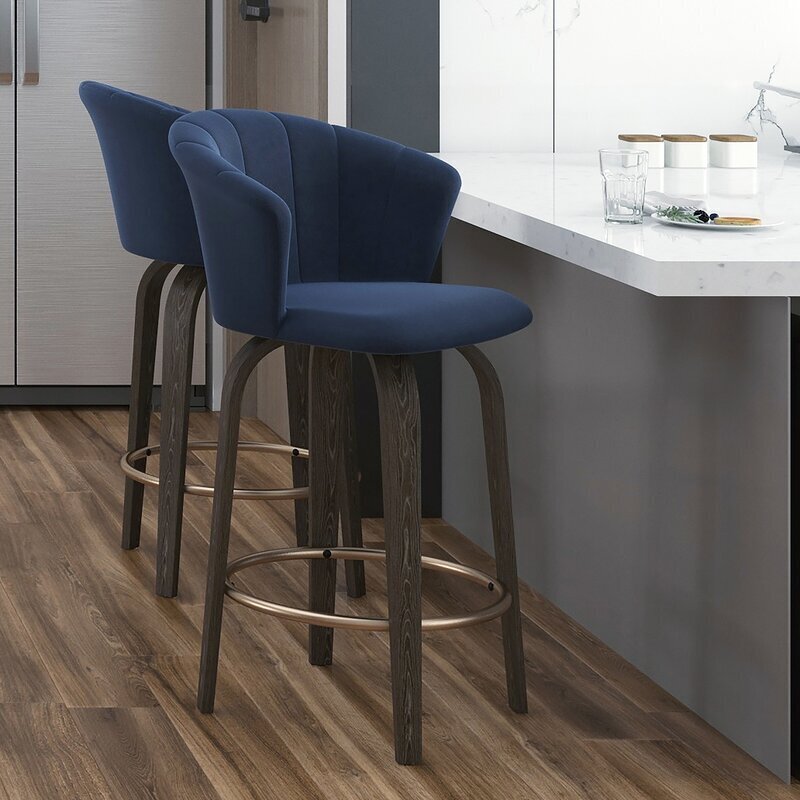 Swivel solid wood kitchen stools with backs