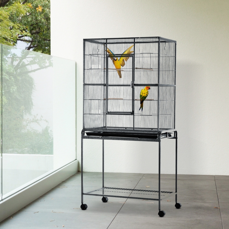 Indoor Bird Cage Starter Kit with Rolling Stand