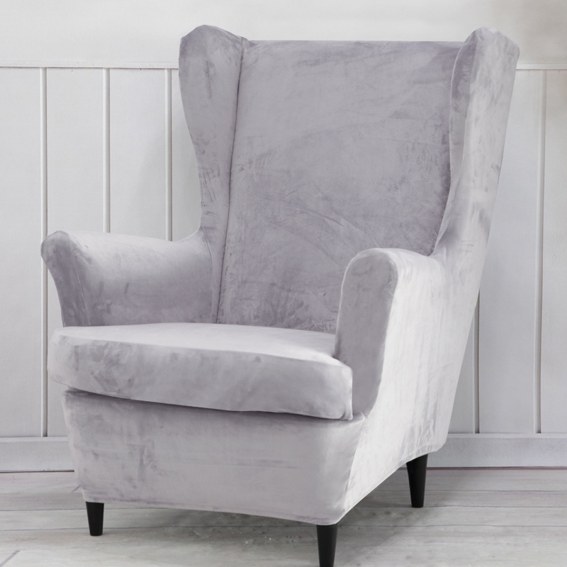 Regal Damask Wing Chair Slipcover Set