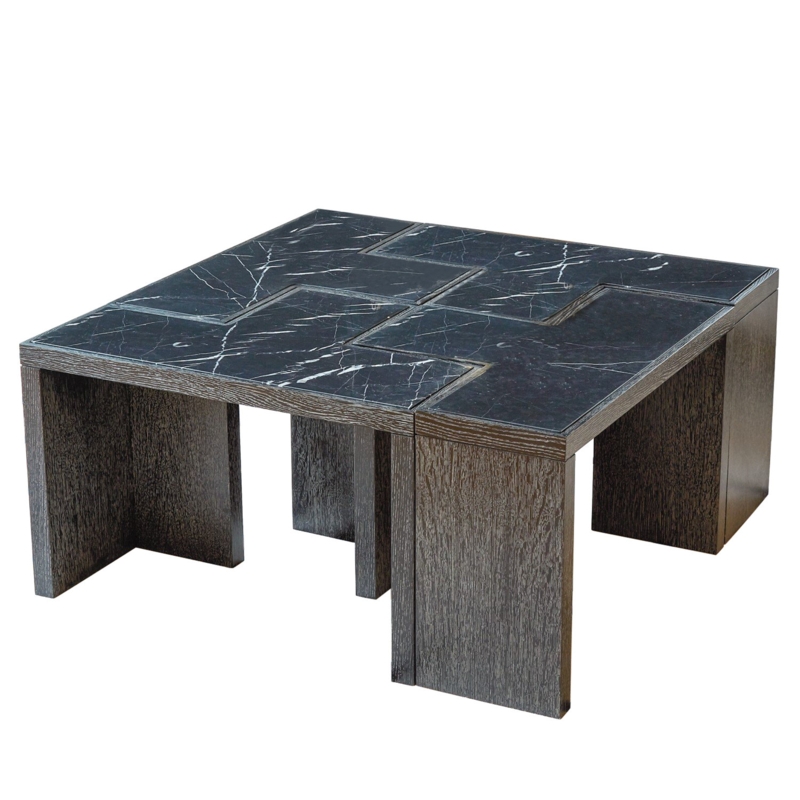 T-Flex Coffee Table in Black Oak and Marble