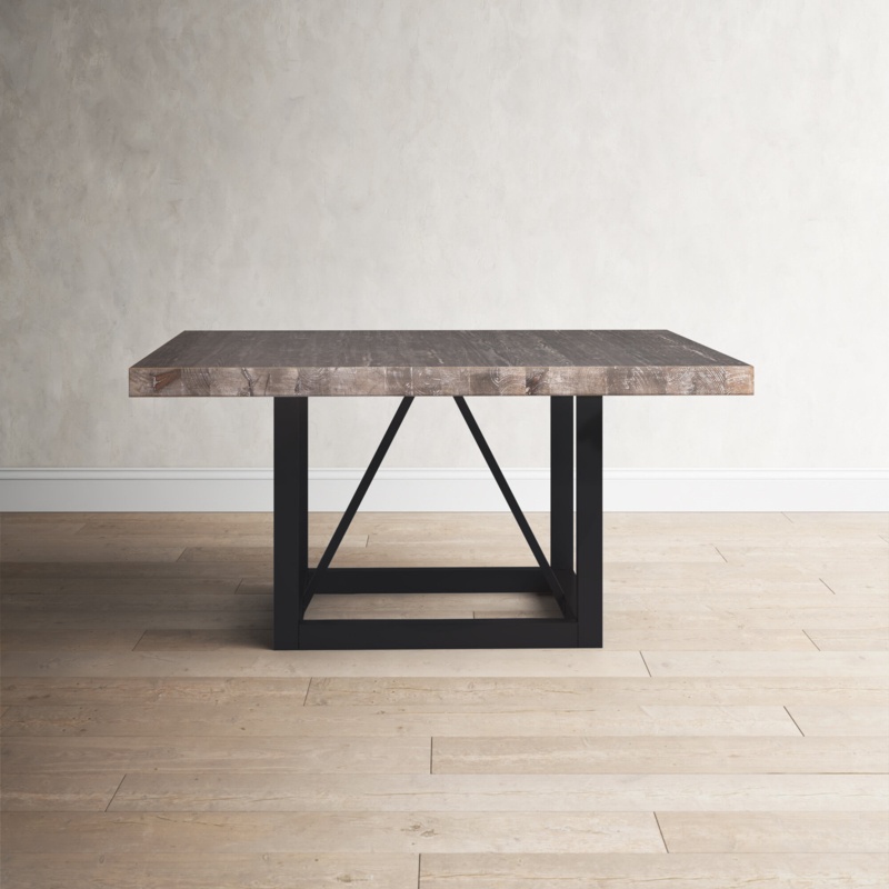 Reclaimed Pine Dining Table with Matte Black Base