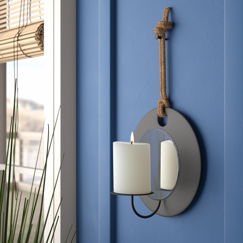 Rustic Metal Wall Sconce with Mirror