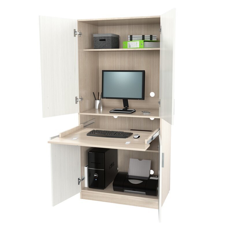 Tall Office Computer Hutch with Doors