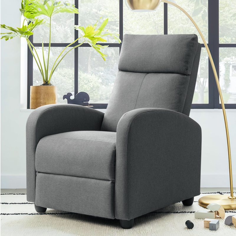 Upholstered Reclining Armchair with Adjustable Footrest