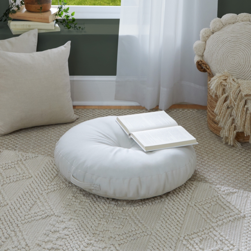 Ivory Indoor Floor Pillow with Handle