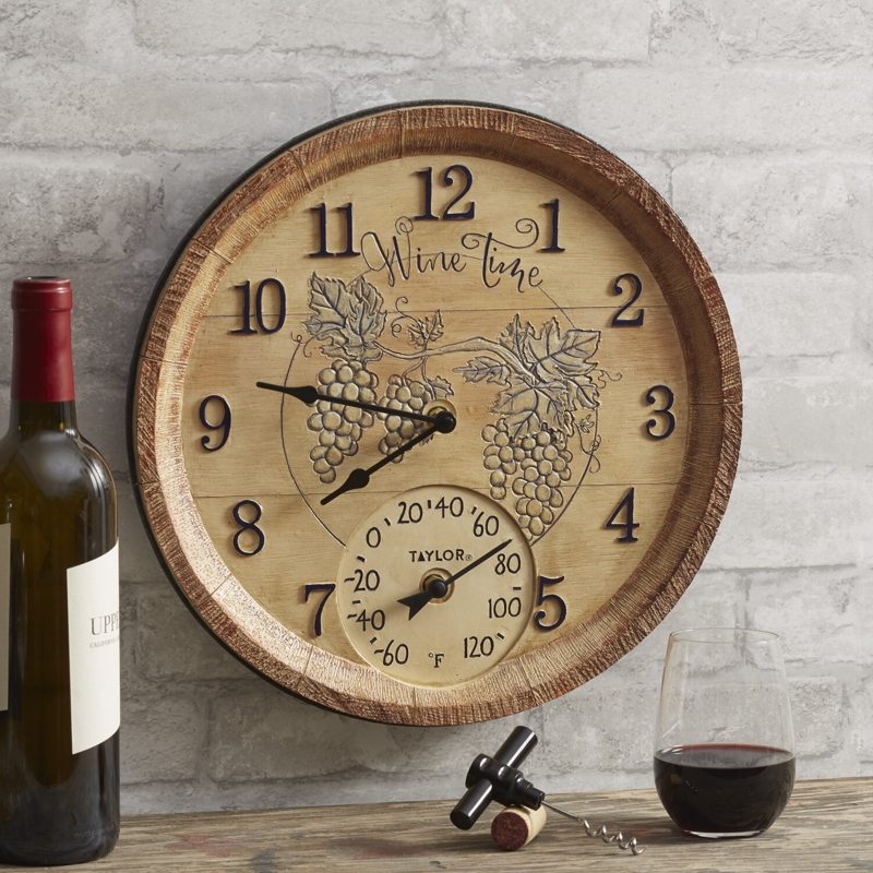 Wine Time Clock/Thermometer and Cork Puller Set