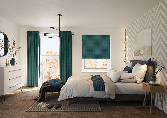 Teal Curtains or Blinds