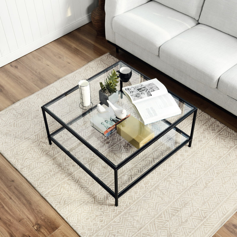 Tempered glass square coffee table