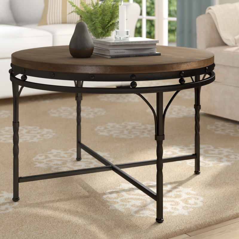 Charming MDF Wood and Metal Coffee Table