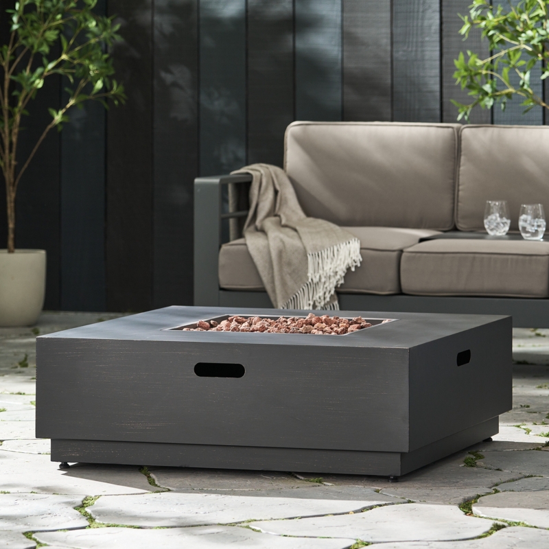 Square Propane Gas Fire Pit with Powder-Coated Iron Frame