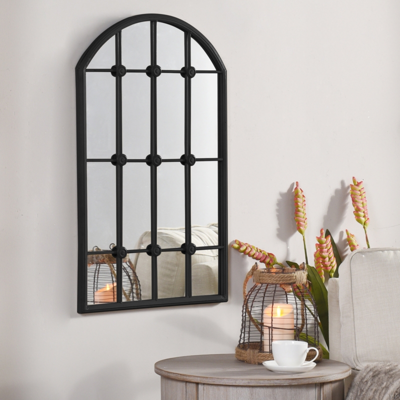 Window-Shape Wall Mirror with Iron Frame