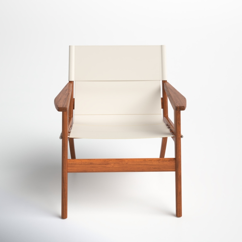 Sleek Minimalist Leather Chair with Mahogany Frame