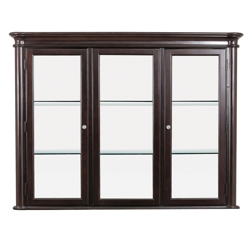 Transitional Wooden Hutch with Glass Doors