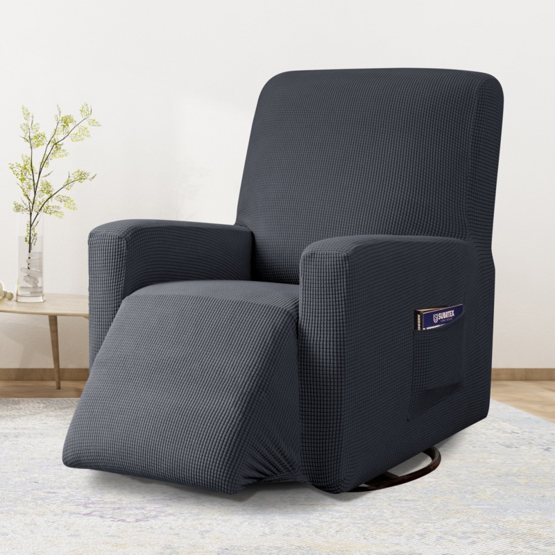 Textured Grid Recliner Slipcover with Pocket