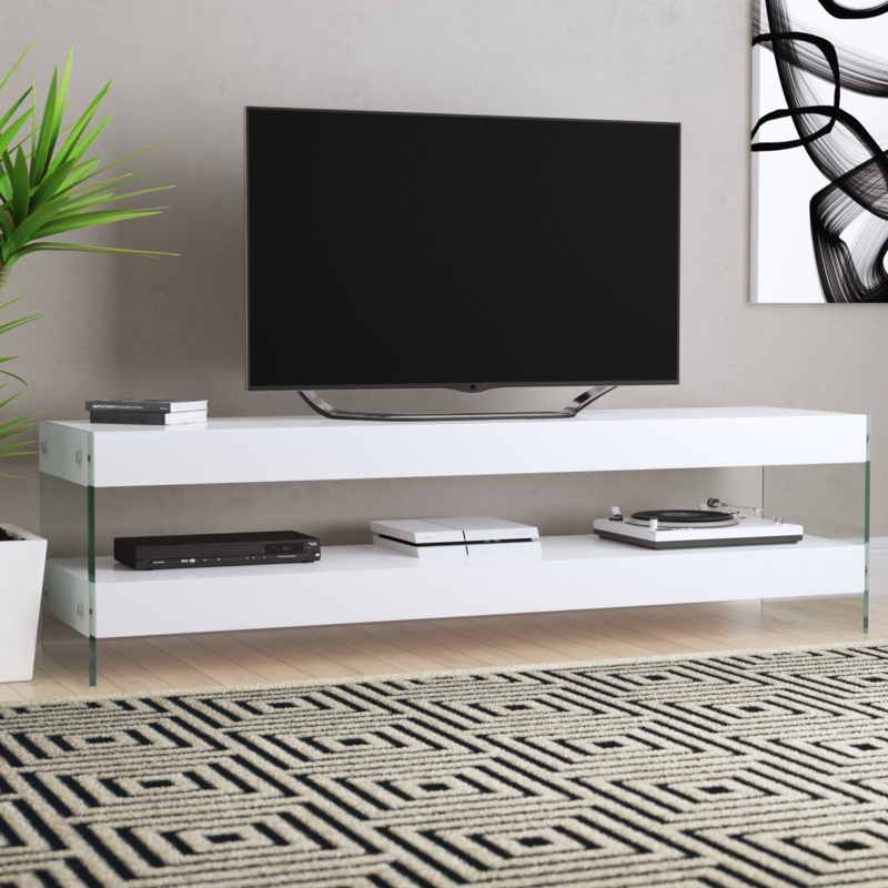 Ultra Modern Floating TV Stand with Glass Panels