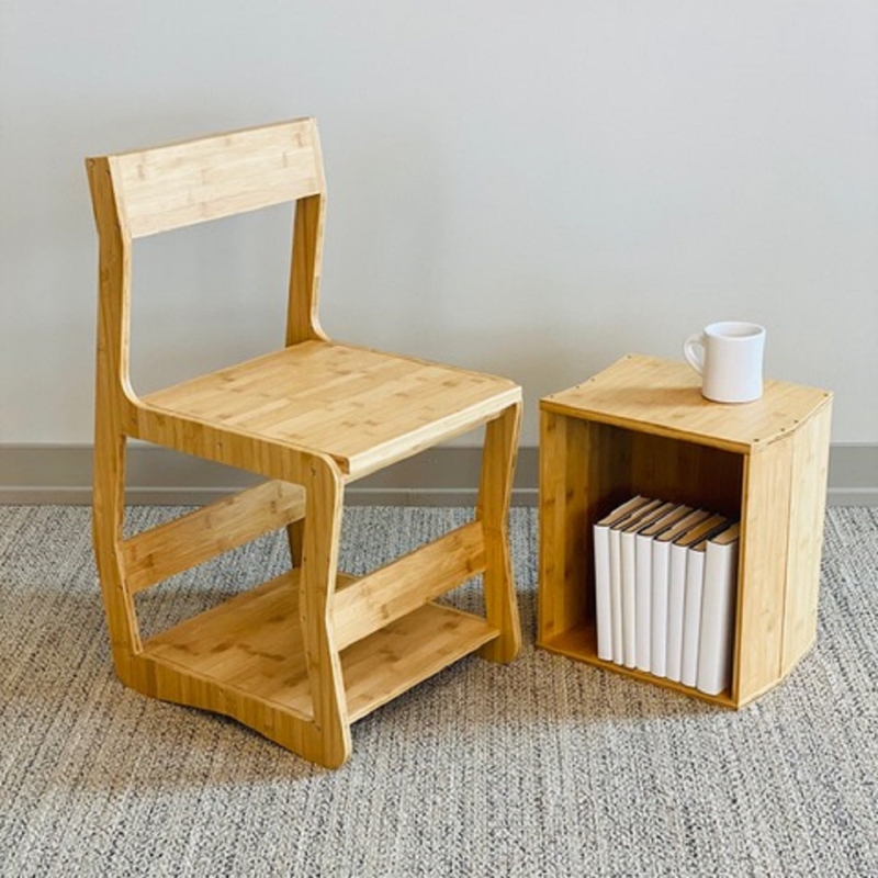 Bamboo Chair with Storage and Convertible Design