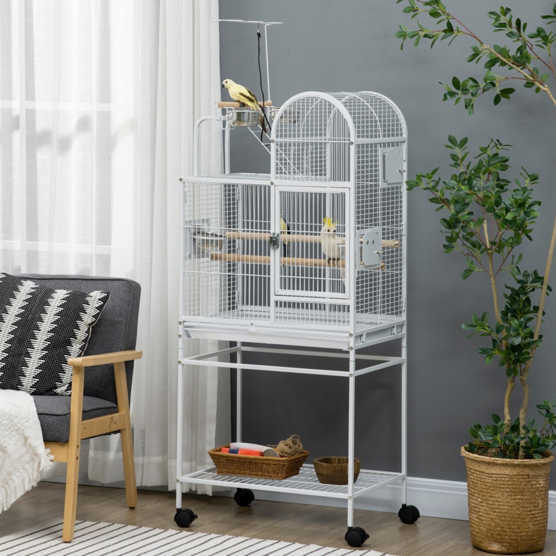 Spacious Bird Cage with Play Stand and Wheels