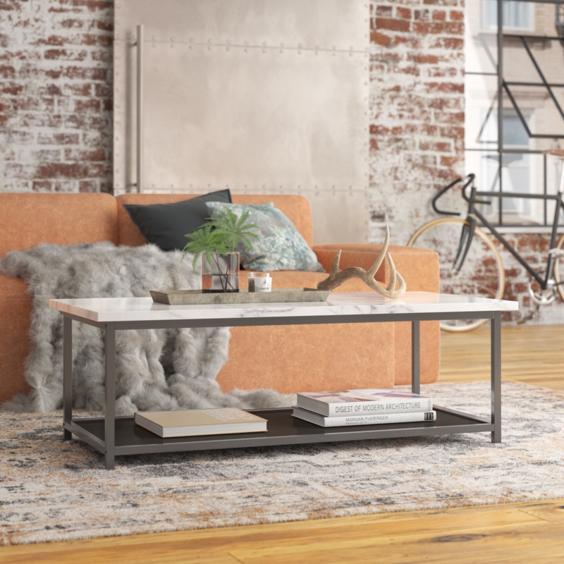 Coffee Table with Storage and Industrial Accents