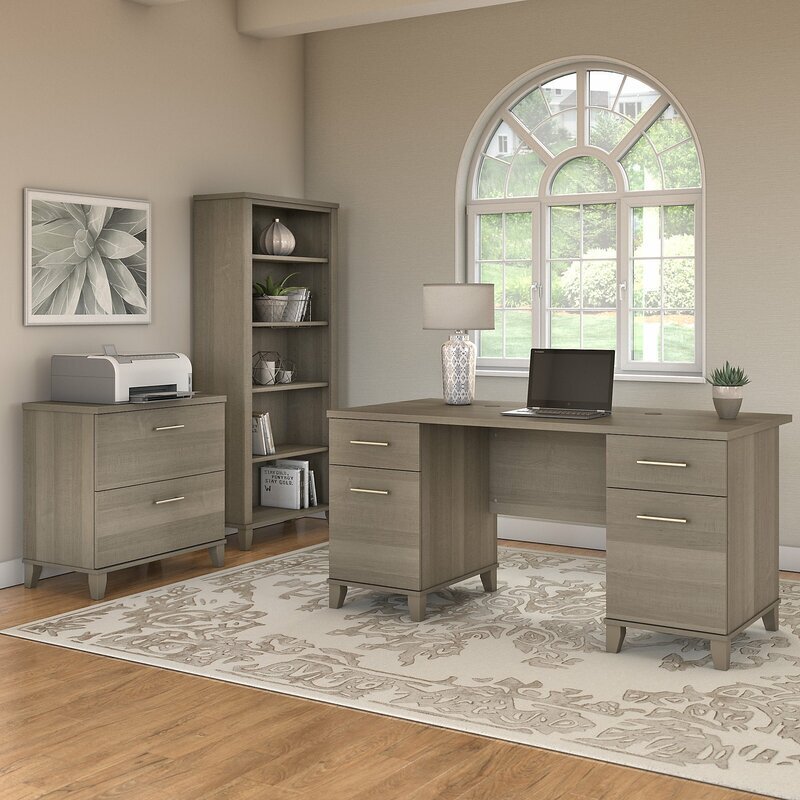 Three piece executive desk set