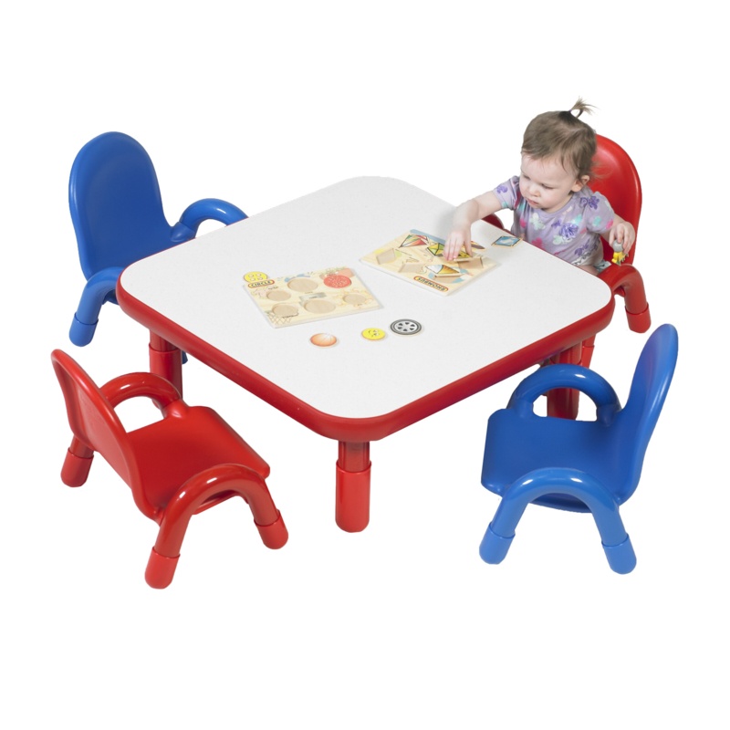 Toddler Kids Square Interactive Table and Chair Set