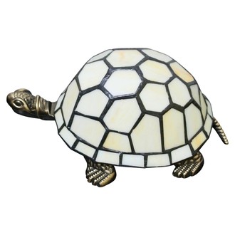 Mini Tortoise Glass Cordless Lamp - Antique Brass