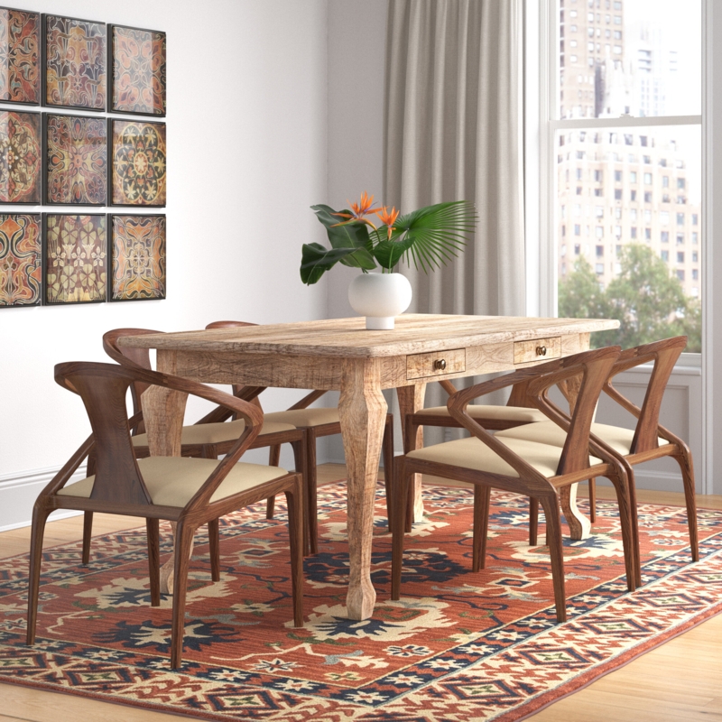 Rustic Boho Dining Table with Storage