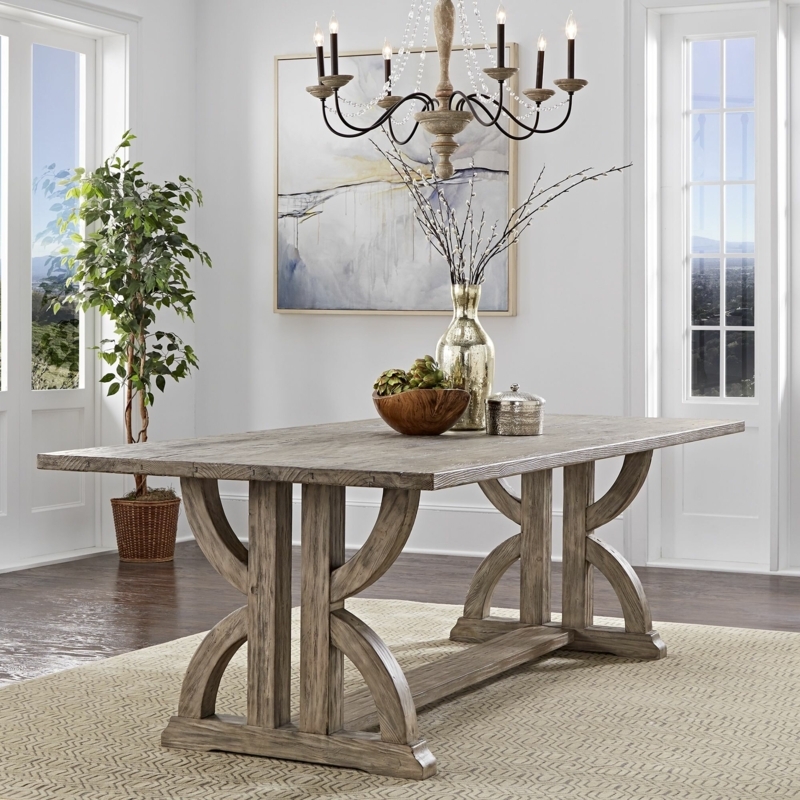 Reclaimed Wood Dining Table with Trestle Base