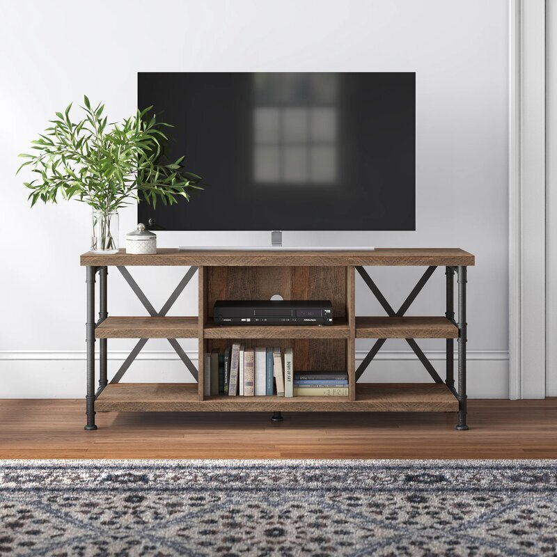 Traditional Mixed Material Entertainment Center with Shelves