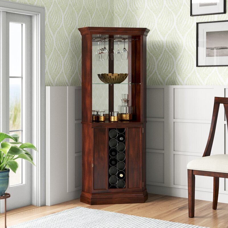 Traditional Style Corner Wine Cabinet