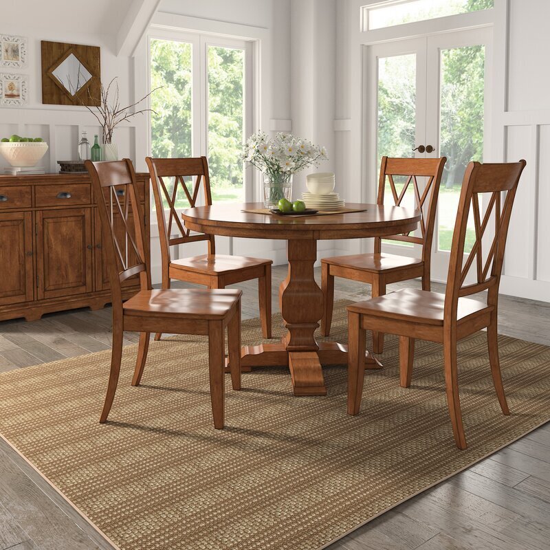 Transitional Casual Butterfly Leaf Round Dining Table