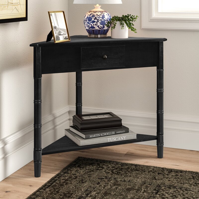 Transitional Corner Table with Drawers