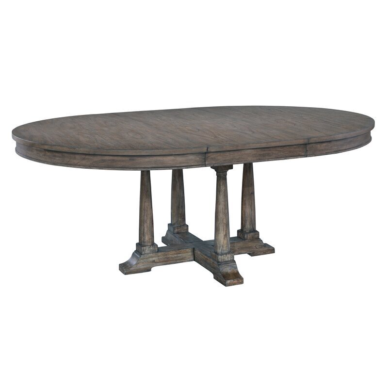 Trestle Style Round Extendable Dining Table Seats 12 