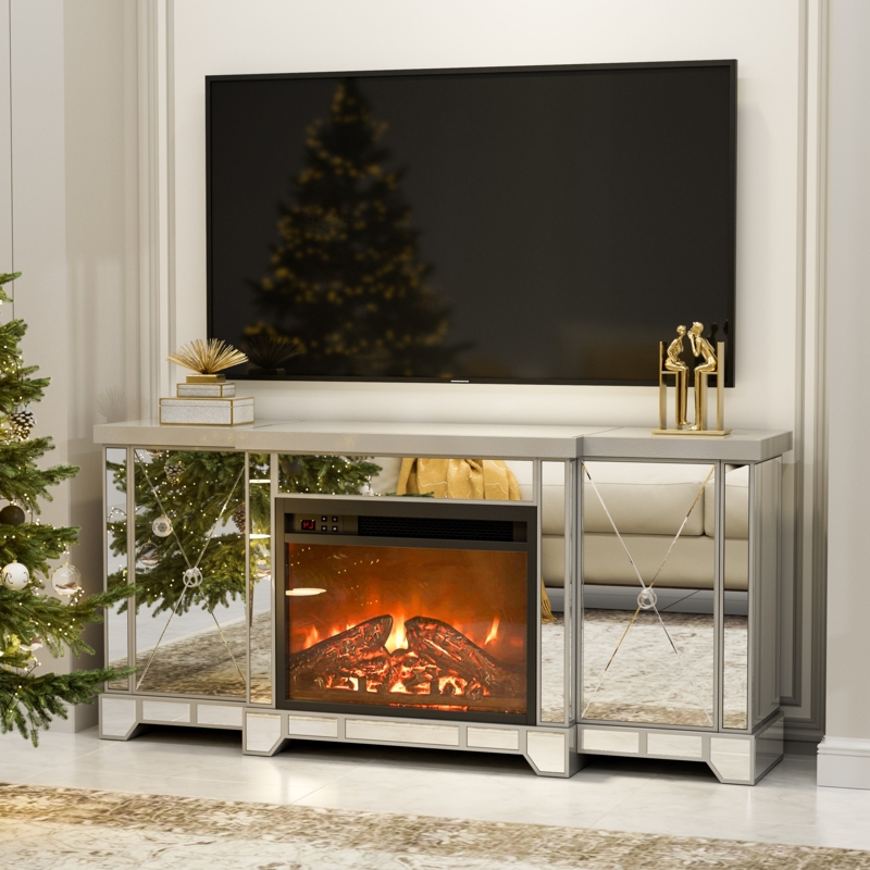 Mirrored Electronic Fireplace