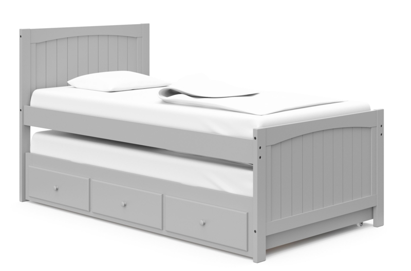 Kids Twin Mate's & Captain's Bed with 3 Drawers and Trundle
