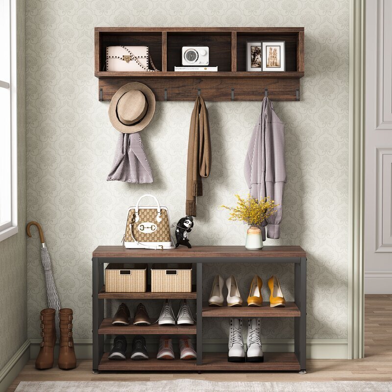 Two Piece 5 in 1 Hallway Coat And Shoe Storage