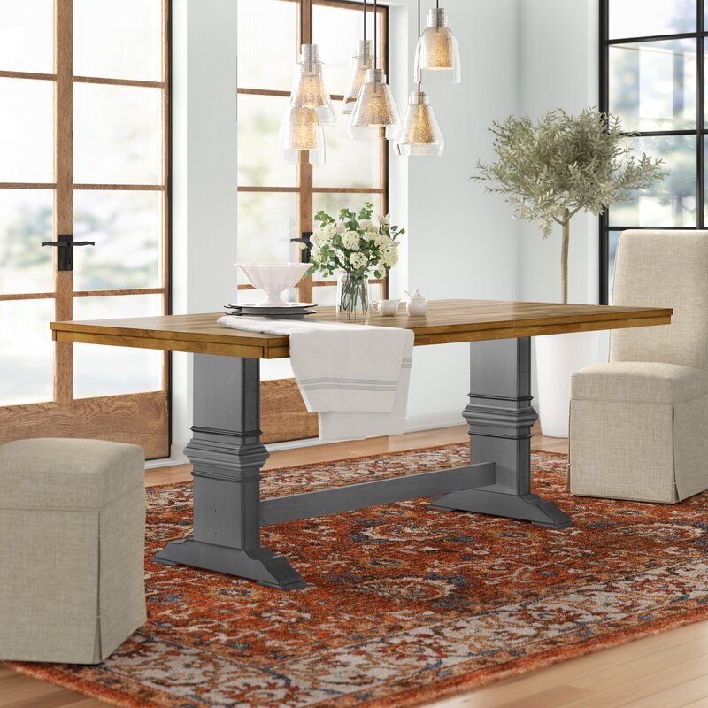 Two Tone Grey Wood Dining Table