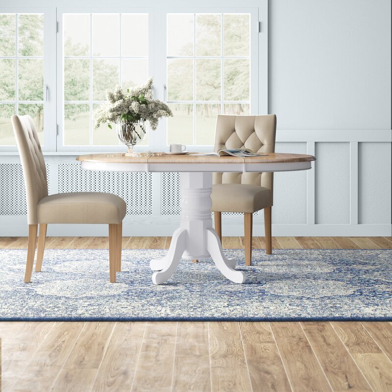 Two Tone Round Dining Table with Leaves