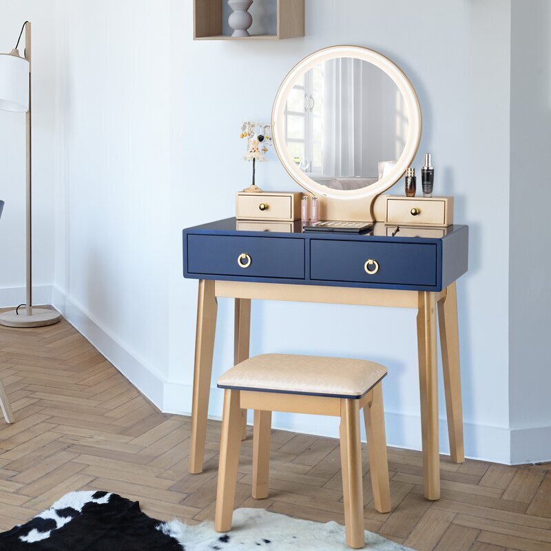 Two Tone Vanity with Mirror and Lights