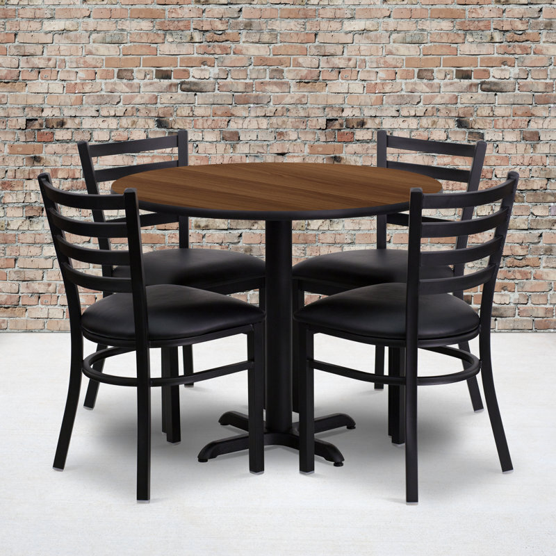 Two Toned Round Game Table With Chairs 