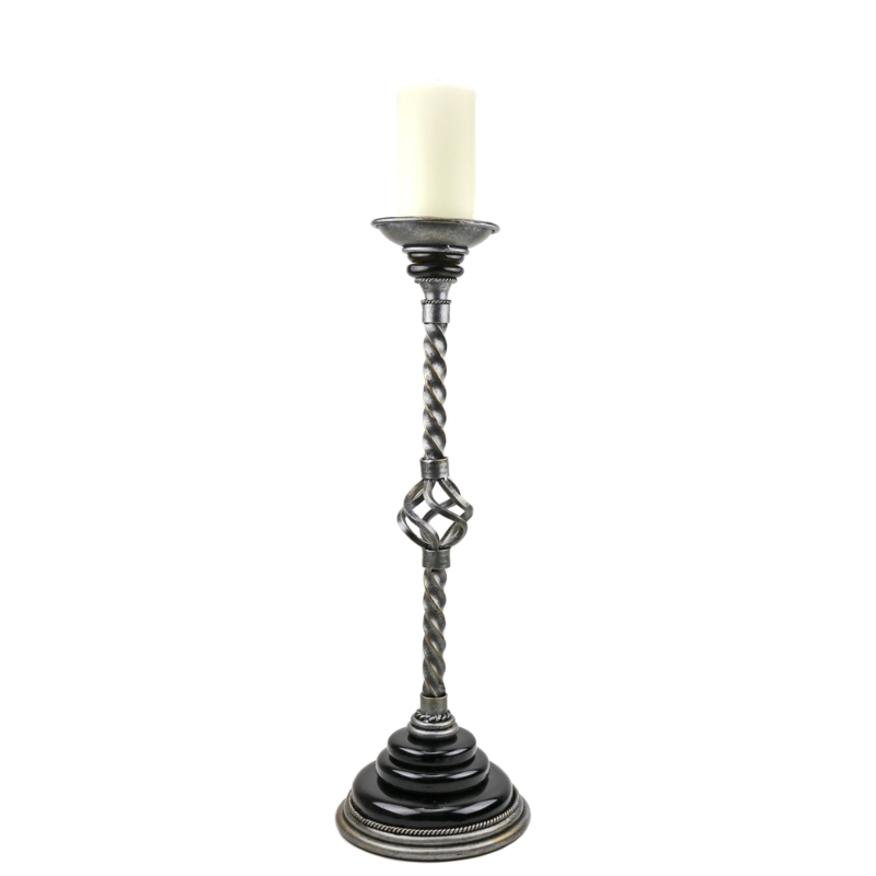 Wrought Iron and Recycled Glass Floor Candlestick