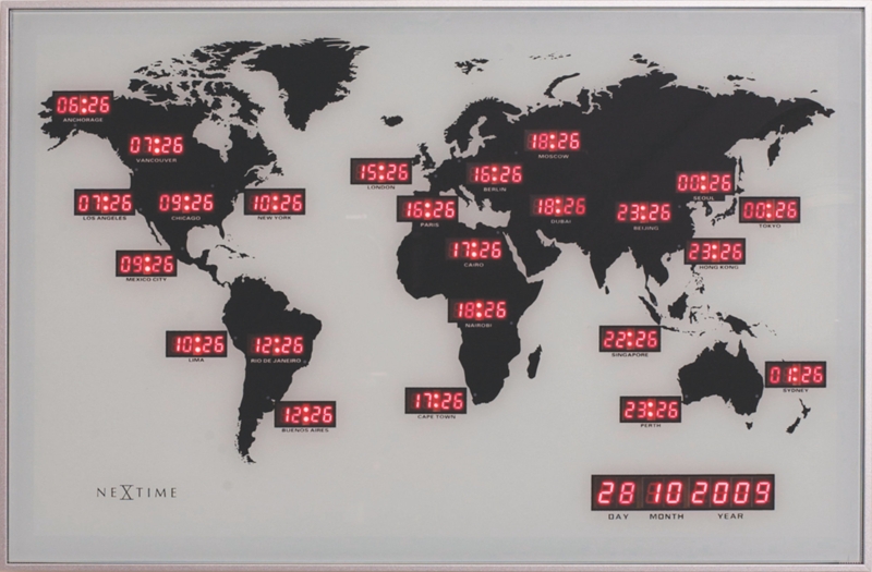 World Time Digital Wall Clock