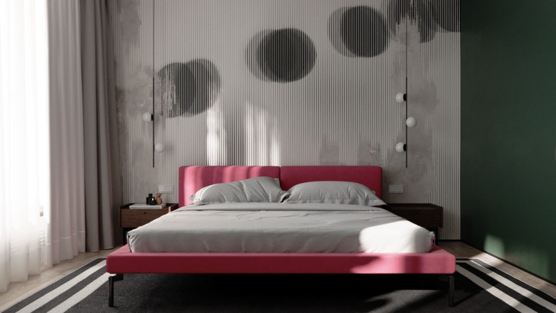 Use a neutral color palette with pops of color
