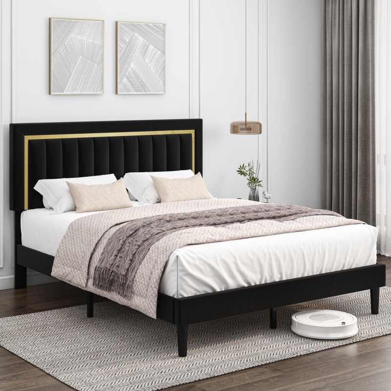 Valery Upholstered Bed with Adjustable Headboard
