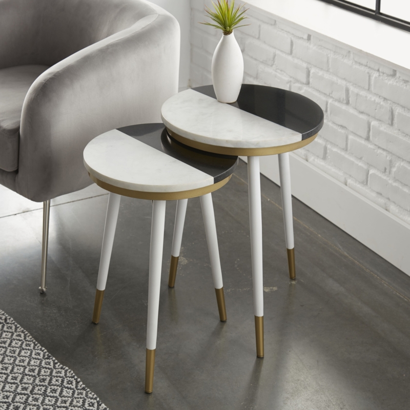 Modern Marble Nesting Tables Set of Two