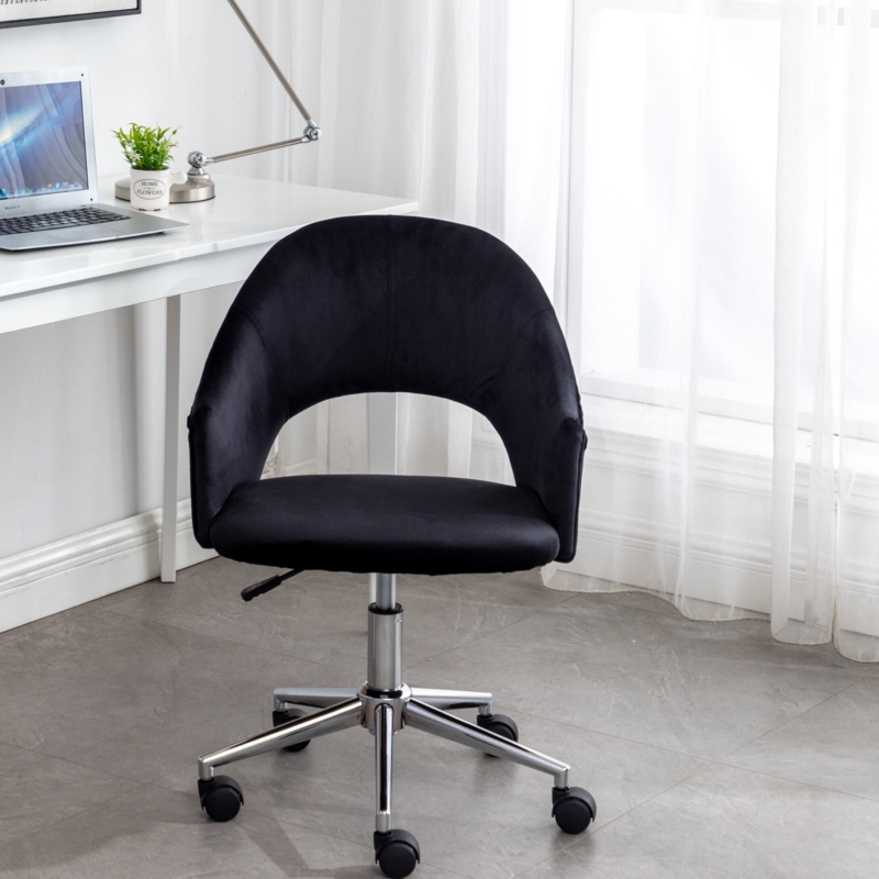 Ergonomic Velvet Desk Chair with Adjustable Features