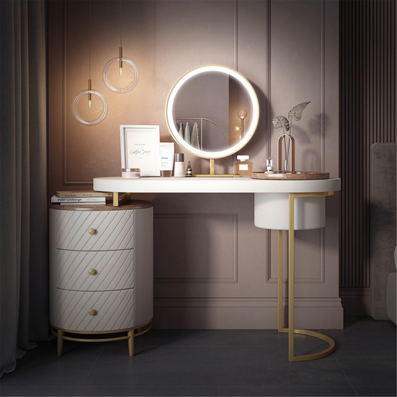 3-Piece Wood Vanity Set with LED Mirror and Stool