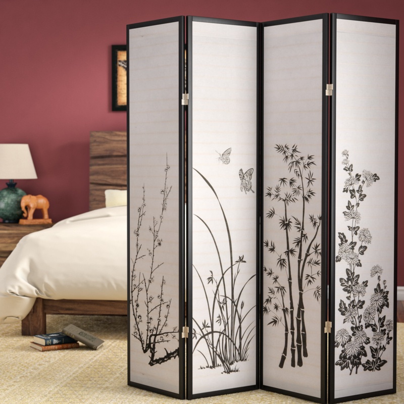 Vavra 69.25'' W x 70.25'' H 4 - Panel Folding Room Divider